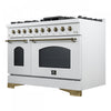 Forno Antico 48" Dual Fuel Gas Range, White, 5.5 cu.ft. Double Ovens - FFSGS6113-48WHT | Cuisiniere a double combustible Antico de 48 po, blanche , 5,5 pi³ four double - FFSGS6113-48BLK