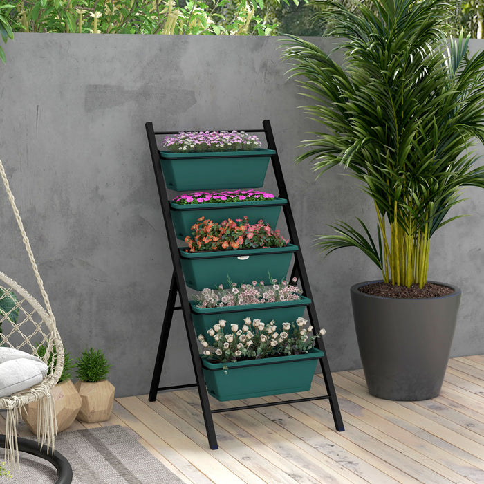 Outsunny 5-tier Vertical Raised Garden Bed With 5 Planter Boxes, Green