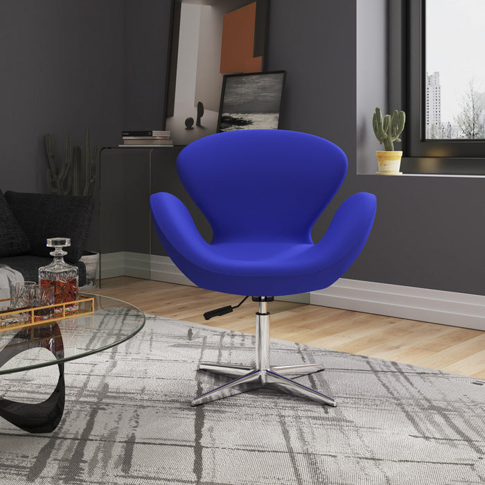 Raspberry Modern Upholstered Swivel Lounge Chair in Blue - Set of 2 Accent Chair