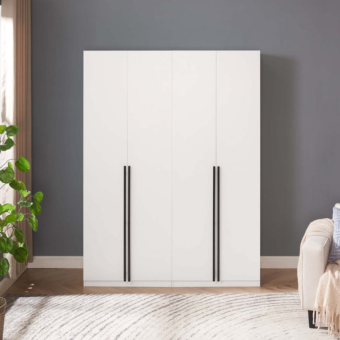 Lee Modern 2-Piece Wardrobe Closet in White Armoire