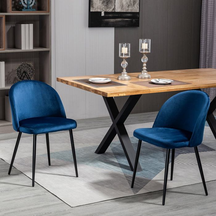 HOMCOM Dining Chairs Set of 2, Mid-Back Velvet-touch Upholstery Side Chair