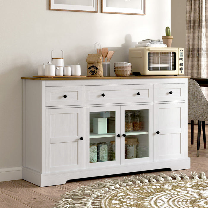 HOMCOM Sideboard Buffet Cabinet, Coffee Bar Cabinet, Distressed White
