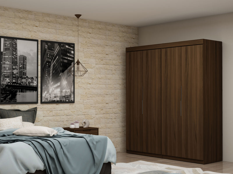 Mulberry Contemporary Modern 2-Piece Wardrobe Closet in Chestnut Brown