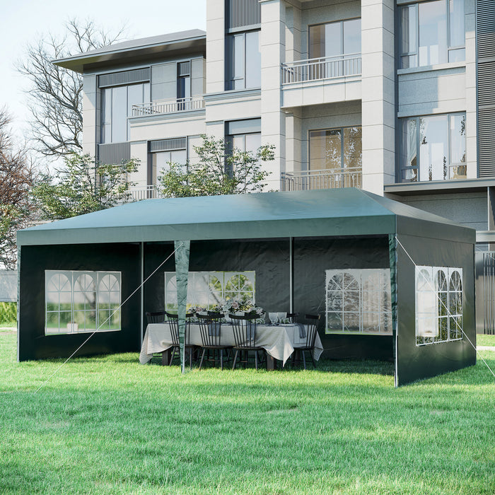 Outsunny 18.7' X 9.4' Party Tent, Portable Folding Wedding Tent, Garden Canopy Event Shelter, Outdoor Sunshade With 4 Removable Sidewalls, Green