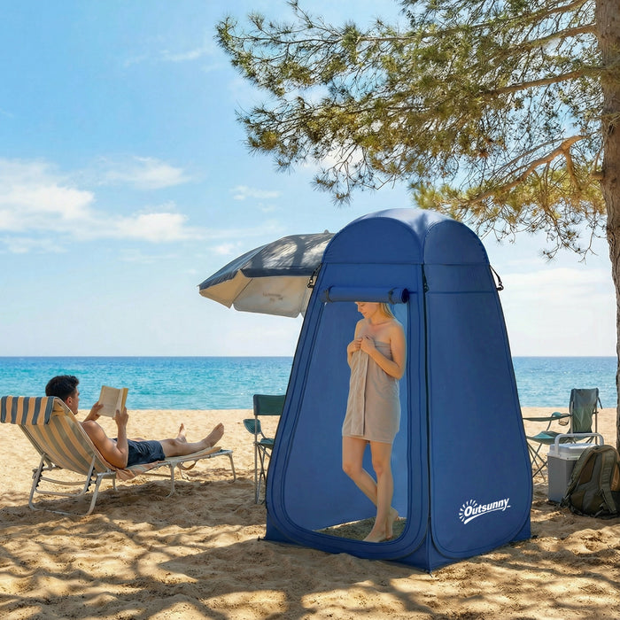 Outsunny Pop Up Shower Tent, Outdoor Privacy Changing Dressing Room, Blue