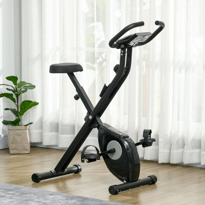 Soozier Foldable Exercise Bike With 8-level Magnetic Resistance, Black