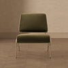 Serenity Contemporary Modern Metal Upholstered Lounge Chair in Forest Green | Fauteuil lounge contemporain moderne Serenity en metal et tissu, vert foret