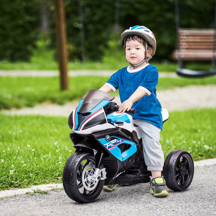 Aosom Kids Electric Powered Ride-On Motorcycle Toy 3-wheels 6v Battery Powered Motorbike With Music For 18 - 60 Months Old Girls And Boys, Blue