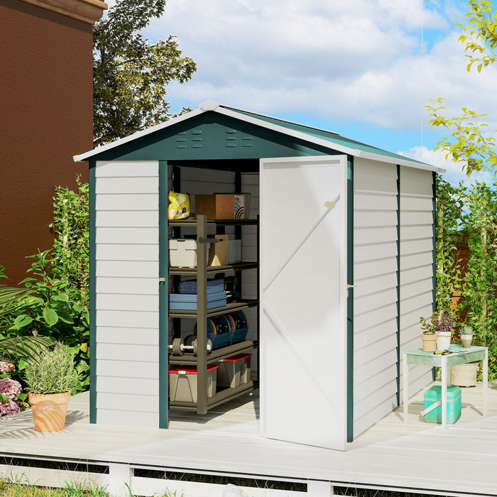 Outsunny 9' x 6' Garden Shed, Metal Outdoor Storage Shed for Yard Green