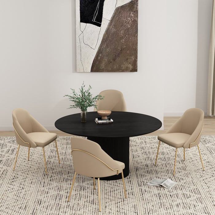 Gracie Modern Vegan Leather Metal Dining Chair in Tan and Gold - Set of 4