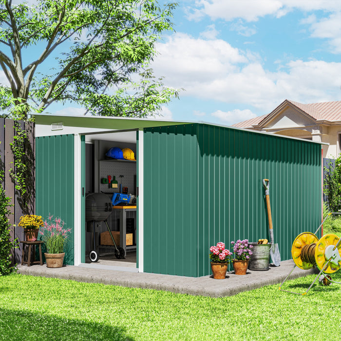 Outsunny 11' x 9' Steel Garden Storage Shed, Outdoor Metal Tool House
