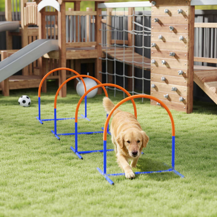 PawHut Dog Agility Training Equipment, 4 PCS Obstacle Course with Carrying Bag for Old Dogs, Dog Agility Course for Backyard, Indoor, Outdoor, Blue
