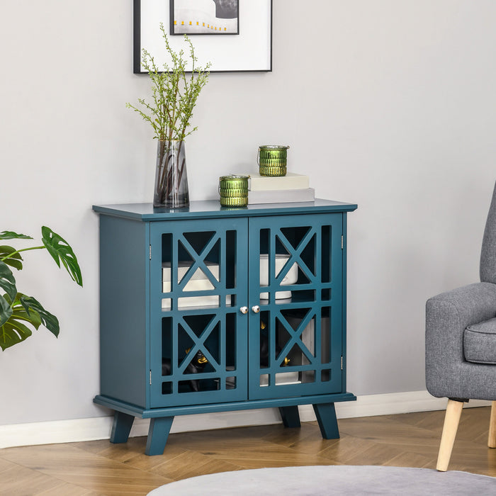 HOMCOM Storage Cabinet with Fretwork Doors Shelf Modern Sideboard Buffet