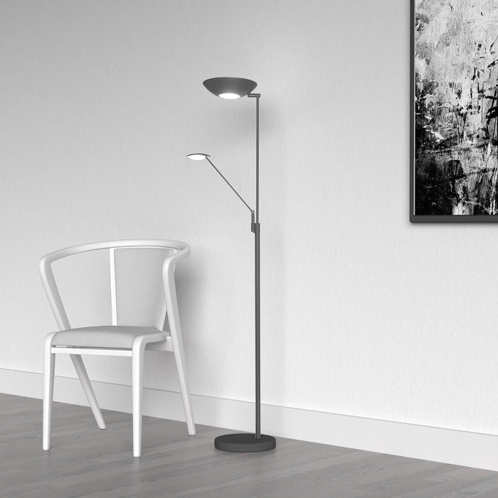 Dainolite Mother & Son LED Floor Lamp Black/Polished Chrome Finish