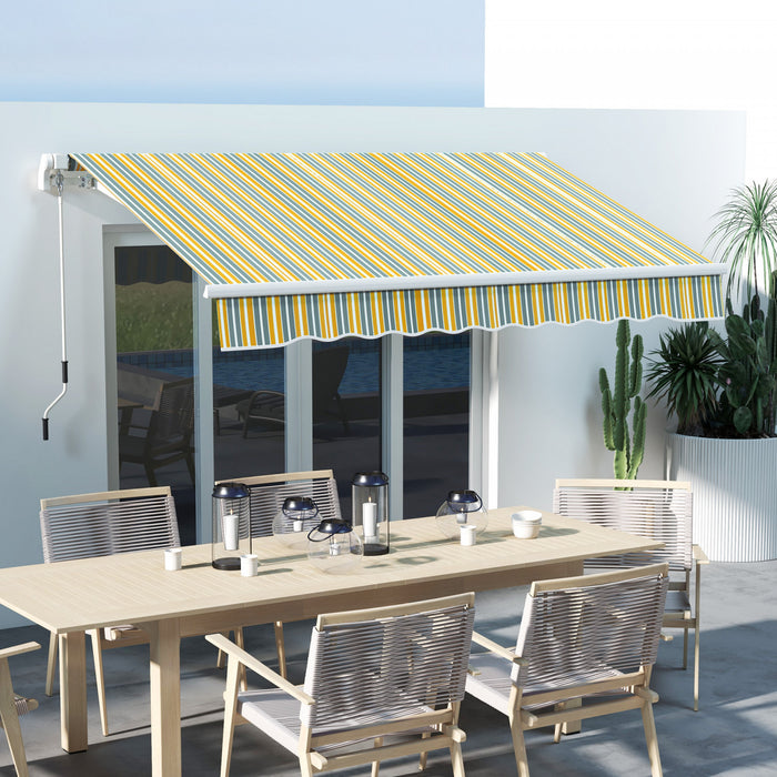 Outsunny 10' X 6.5' Retractable Awning With Led Lights, Uv40+, Yellow/grey