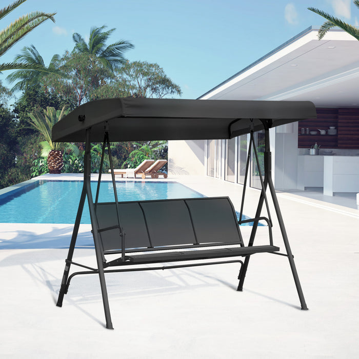 Outsunny 3-seater Swing Chair Covered, Black