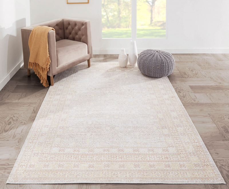 Valeria Traditional 4'0\" x 6'0\" Area Rug in Grey Indoor Area Rug