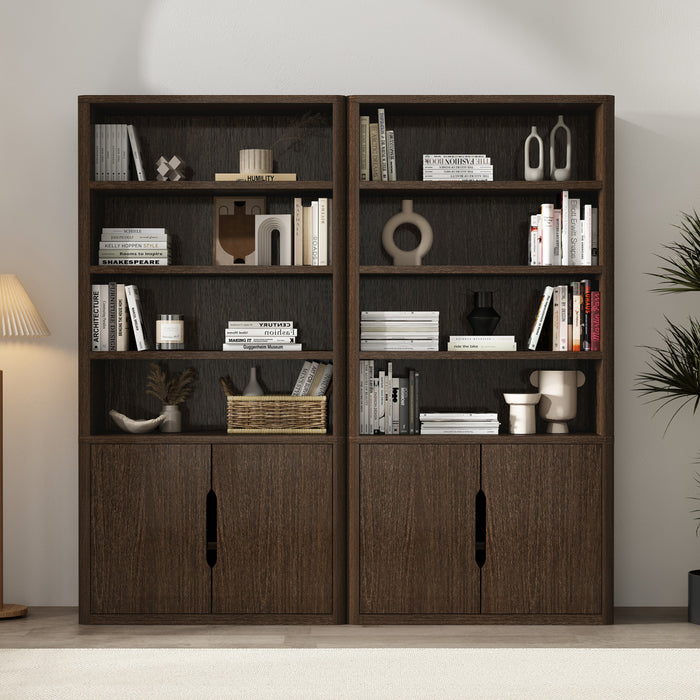 Rivington Modern 40\" Bookcase Cabinet in Walnut - Set of 2