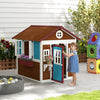 Outsunny Kids Outdoor Playhouse, Wooden Toddlers Large Pretend Play Equipment or Chicken Coop with Door, Windows, Planter Pots for Indoor Playroom, Gift Toys for 3-8 Years, Brown