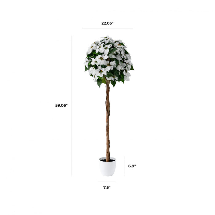 White 59\" Poinsettia Tree