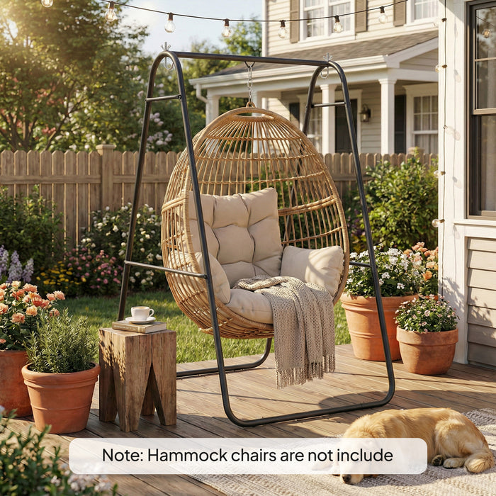 Outsunny Hanging Hammock Stand,Hammock Chair Stand Only, 330 LBS, Black
