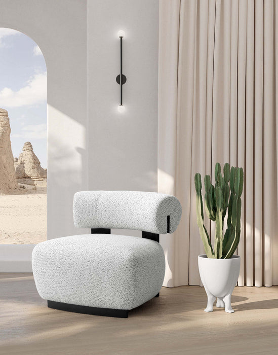 Bartow Mid-Century Modern Upholstered Lounge Chair in Ivory Multi