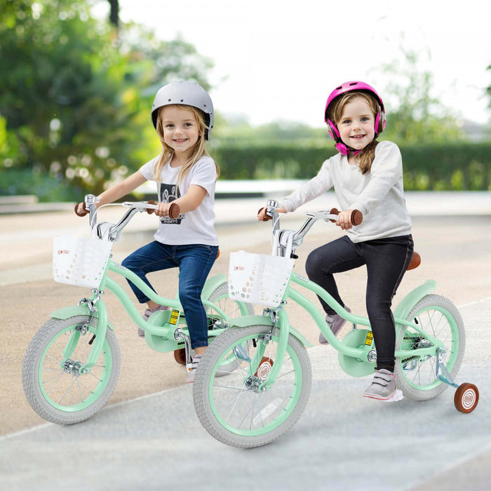 Prorider 16\" Kids Bike Toddler Adjustable Bicycle With Training Wheel For 4-7 Years Old Girl Green