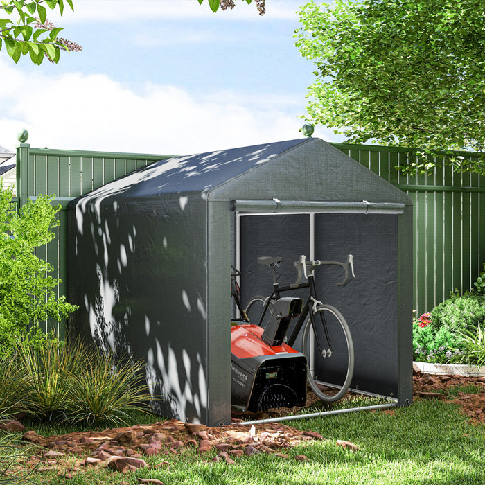 Outsunny Storage Tent, Portable Outdoor Shed With Large Door, Dark Grey