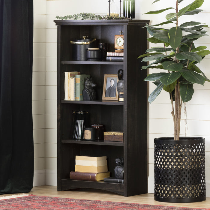 Gascony 4-Shelf Bookcase Rubbed Black - South Shore