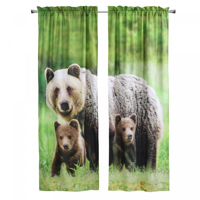 Habitat Bears Light Filtering Pole Top Curtain Panel Pair - 37 x 84