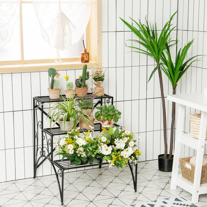 Costway 3 Tier Stair Style Metal Plant Stand Garden Shelf Flower Pot Display Rack