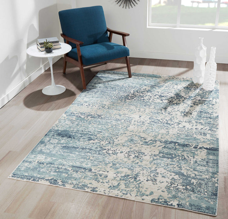 Delphine Traditional 9'3\" x 12'6\" Area Rug in Blue Indoor Area Rug