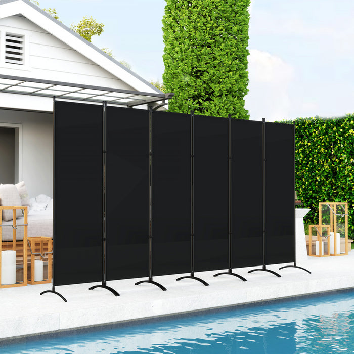 Outsunny 6 Panel Folding Privacy Screen, Uv30+ Room Divider, Black