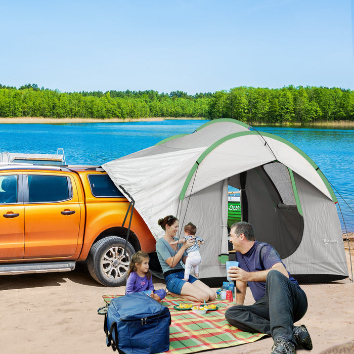 Outsunny Car Camping Tent with 3 Doors, 2000mm Waterproof, Grey and Green