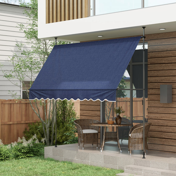 Outsunny 10' X 3' Retractable Awning, Freestanding & Non-screw, Blue