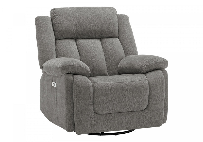 Power Reclining Chair, 39\" Wide, Glider, Swivel, Usb Ports Included, Light Grey Fabric Recliner