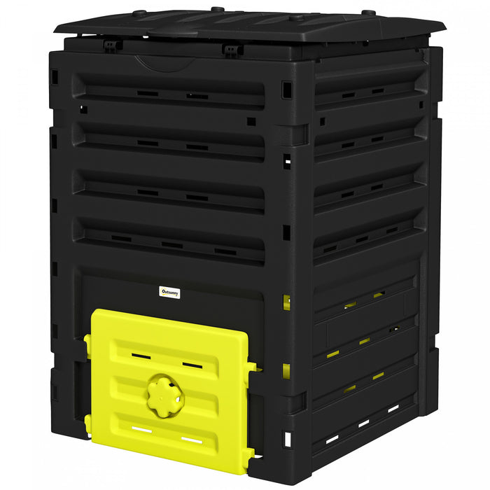 Outsunny 120 Gallon Compost Bin, Large Composter With 80 Vents, Yellow