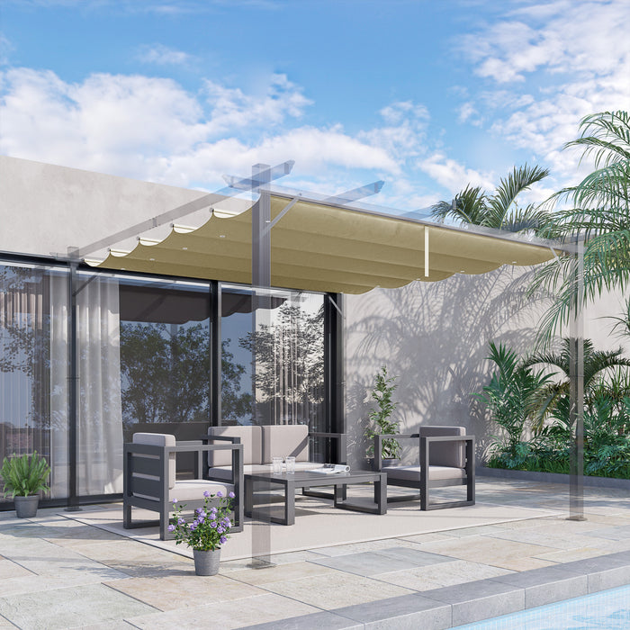 Outsunny Retractable Replacement Pergola Canopy For 10' X 10' Pergola, Pergola Cover Replacement, Beige