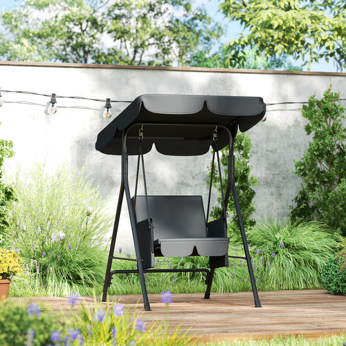 Outsunny 1-seat Patio Swing Chair With Adjustable Canopy And Cushions