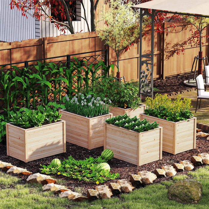 Costway 2 Pcs Elevated Planter Box With Open-ended Base For Deep-rooted Vegetable