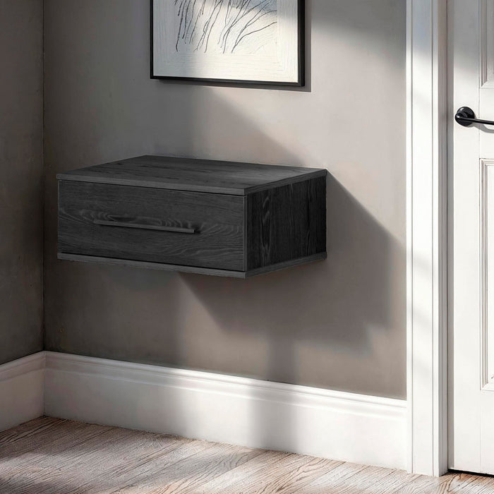 Primo Floating Nightstand With 1 Drawer - Black Oak 