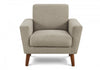 Upholstered Accent Chair, 34" Wide, Light Brown Fabric, Walnut Wood Legs, Mid-Century Accent Chair | Chaise D'Appoint Rembourre, 34"L, Tissu Marron Clair, Pieds En Bois De Noyer, Mid-Century