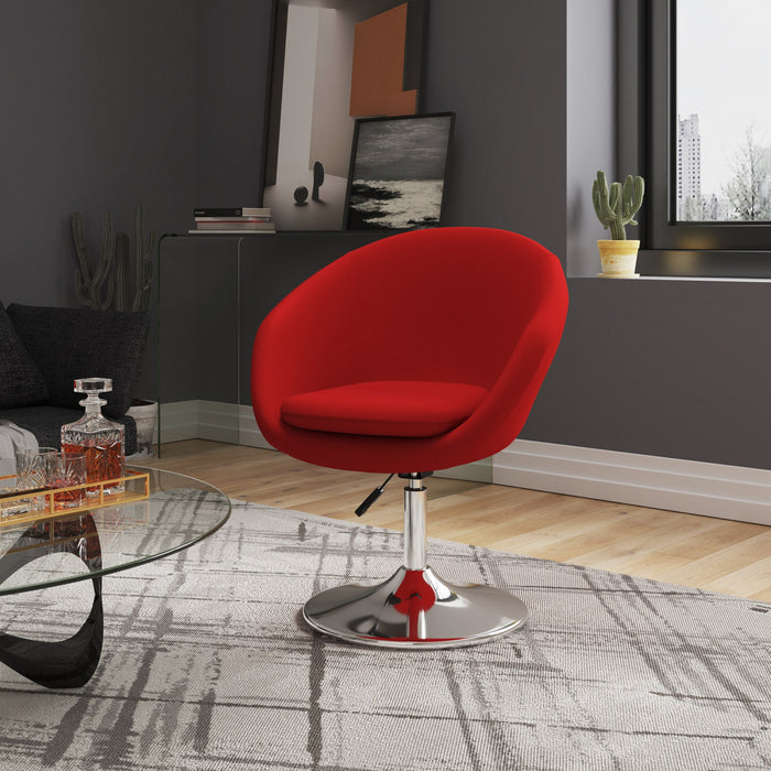 Hopper Modern Upholstered Swivel Lounge Chair in Red - Set of 2 Accent Chair