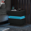 HOMCOM Modern Nightstand with Charging Station and LED Light for Bedroom