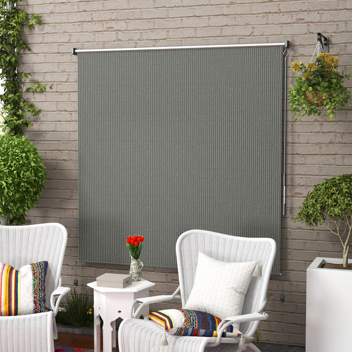 Outsunny Outdoor Roller Shade, 6' X 6' Patio Door Blinds, Dark Grey