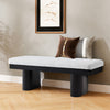 Olivia 47.5" Wood Bed Bench Ottoman with Teddy Velvet Upholstery and Wooden Legs,Black  | Olivia Banc Ottoman en Bois de 47,5" avec Tissu en Velours Teddy et Pieds en Bois, Noir