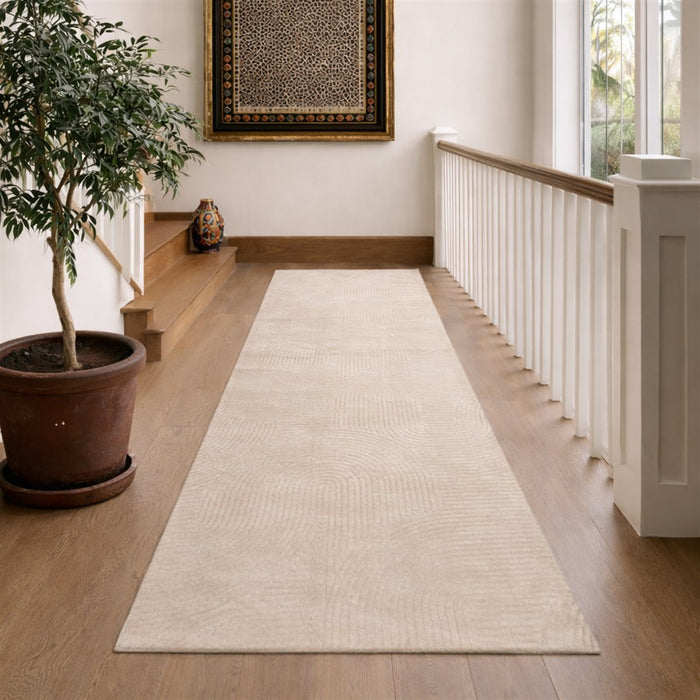 Elion Contemporary Cream Washable Rug 1'10\" x 6'0\" Indoor Area Rug