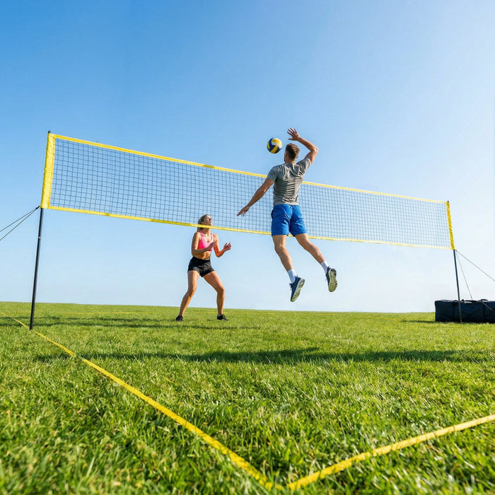 Soozier Portable Volleyball Net Set with Adjustable Height Steel Poles