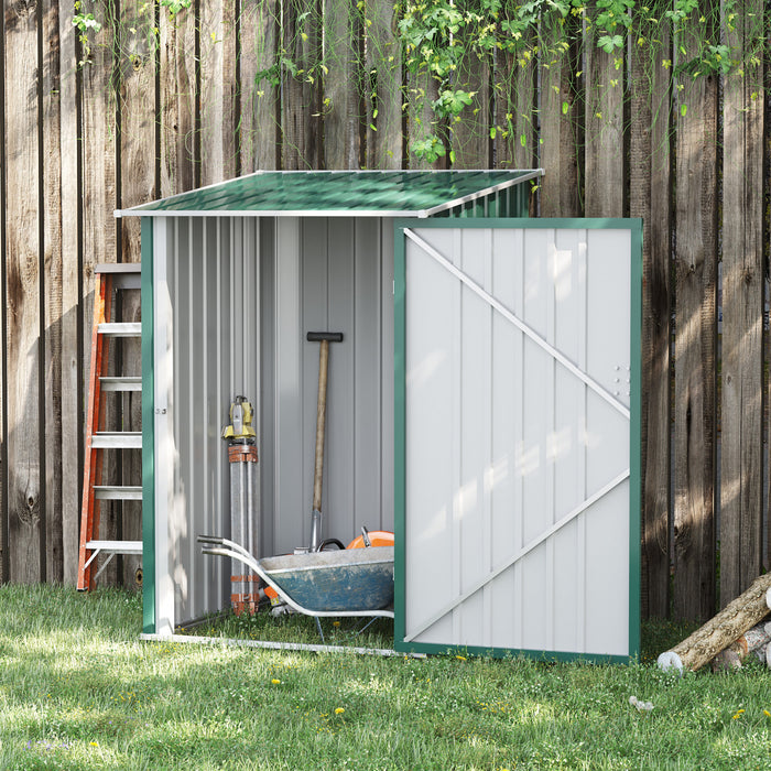 Outsunny 3.3' X 3.4' Lean-to Garden Storage Shed W/ Lockable Door Green
