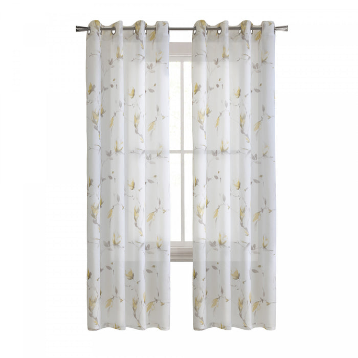 Habitat Symphony Yellow Sheer Grommet Curtain Panel - 52 x 63